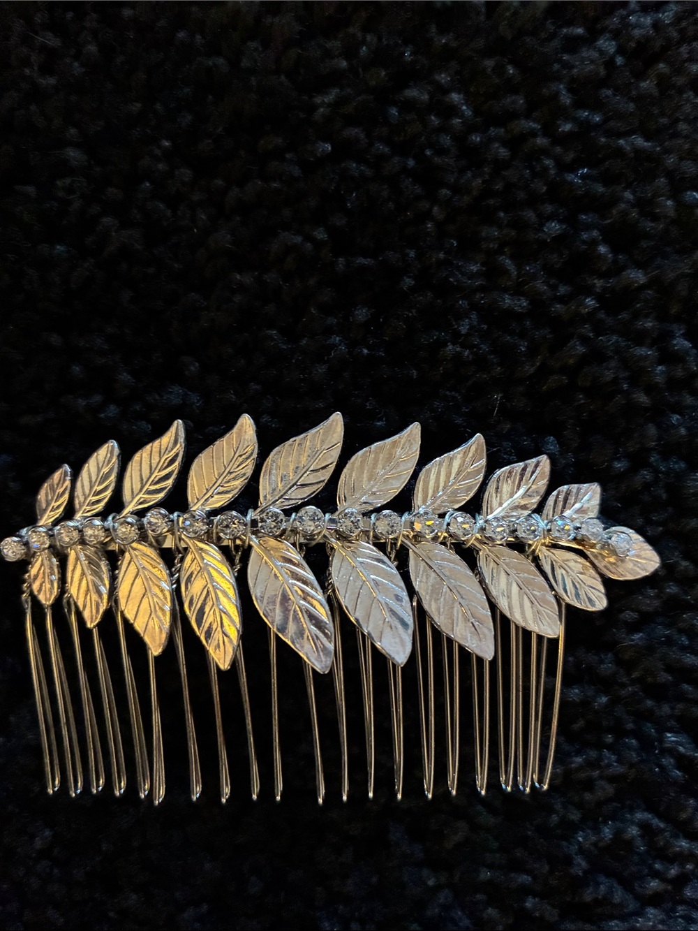 Silver Leaf with rhinestones Hair Comb - Women Accessories